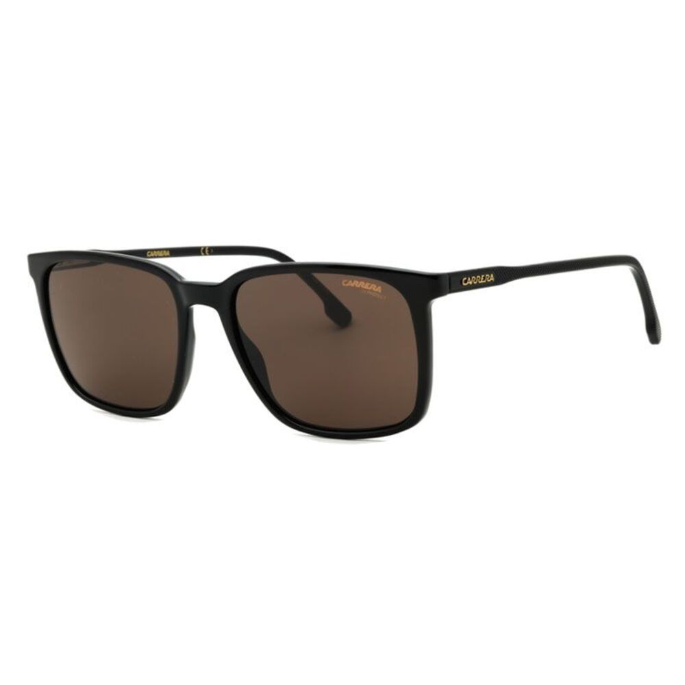 Carrera Sunglasses Square Full Rim, Black Frame and Brown Lens